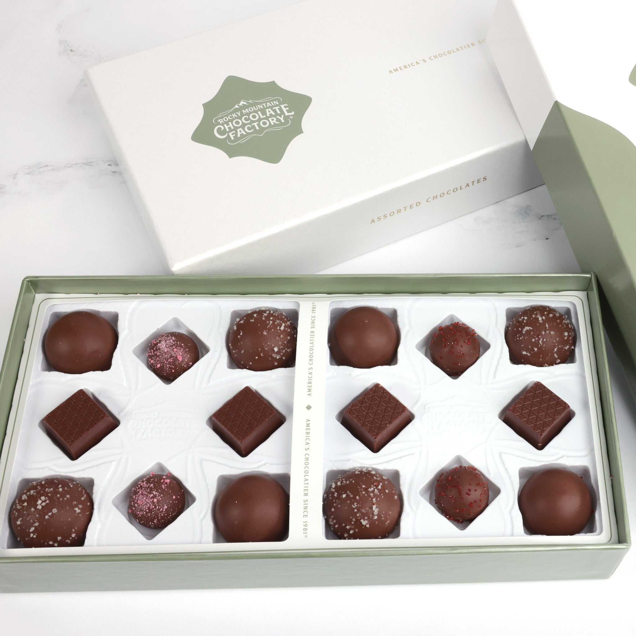 Assorted boxed chocolates, Rocky Mountain Chocolate Factory, Highland, truffles