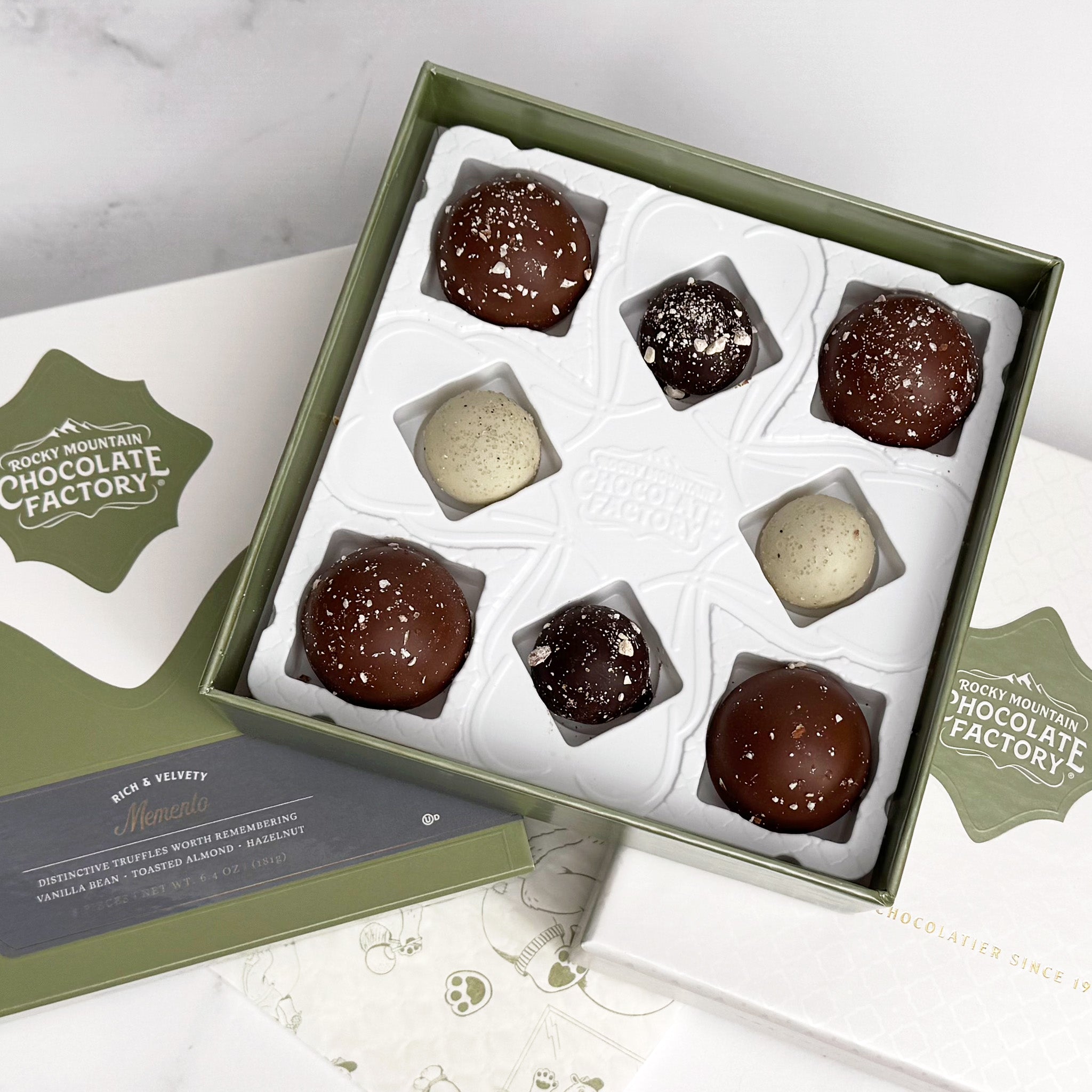 Memento assortment contents, by Rocky Mountain Chocolate Factory