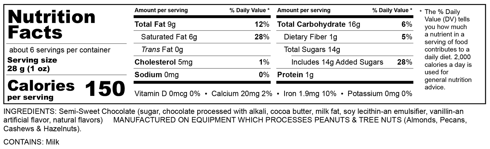 Nutrition Label 6oz Foiled Bunny dark 775-750-622