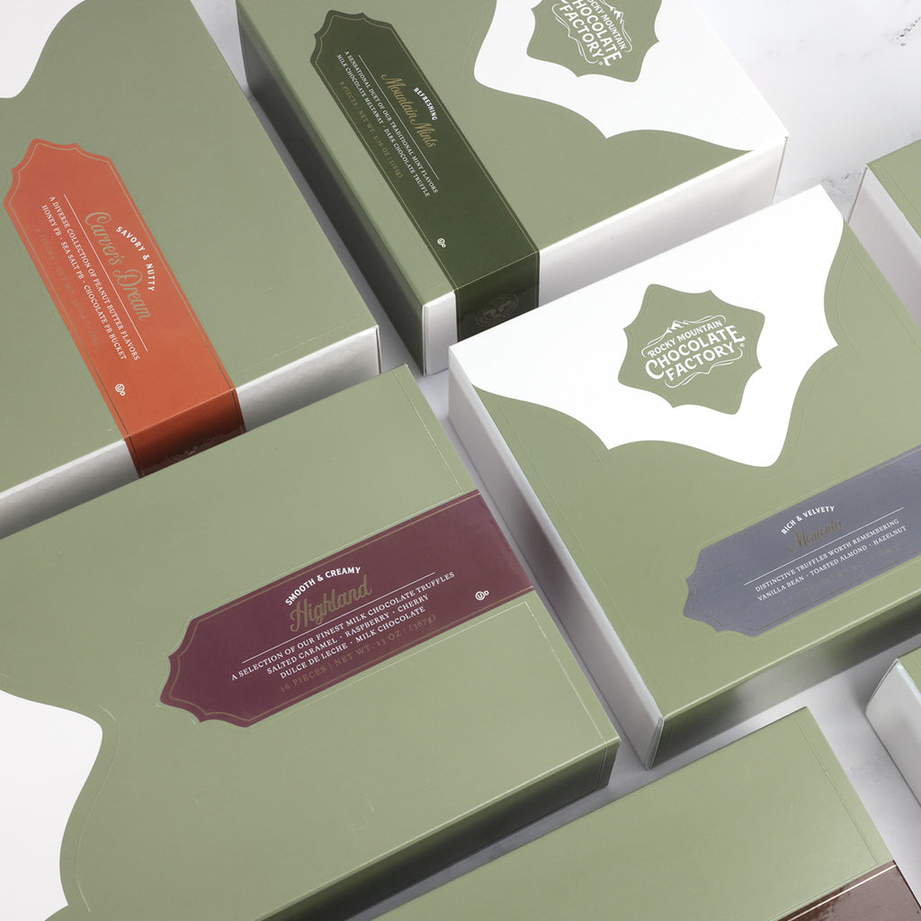 Our assorted boxed chocolates collection, Rocky Mountain Chocolate Factory