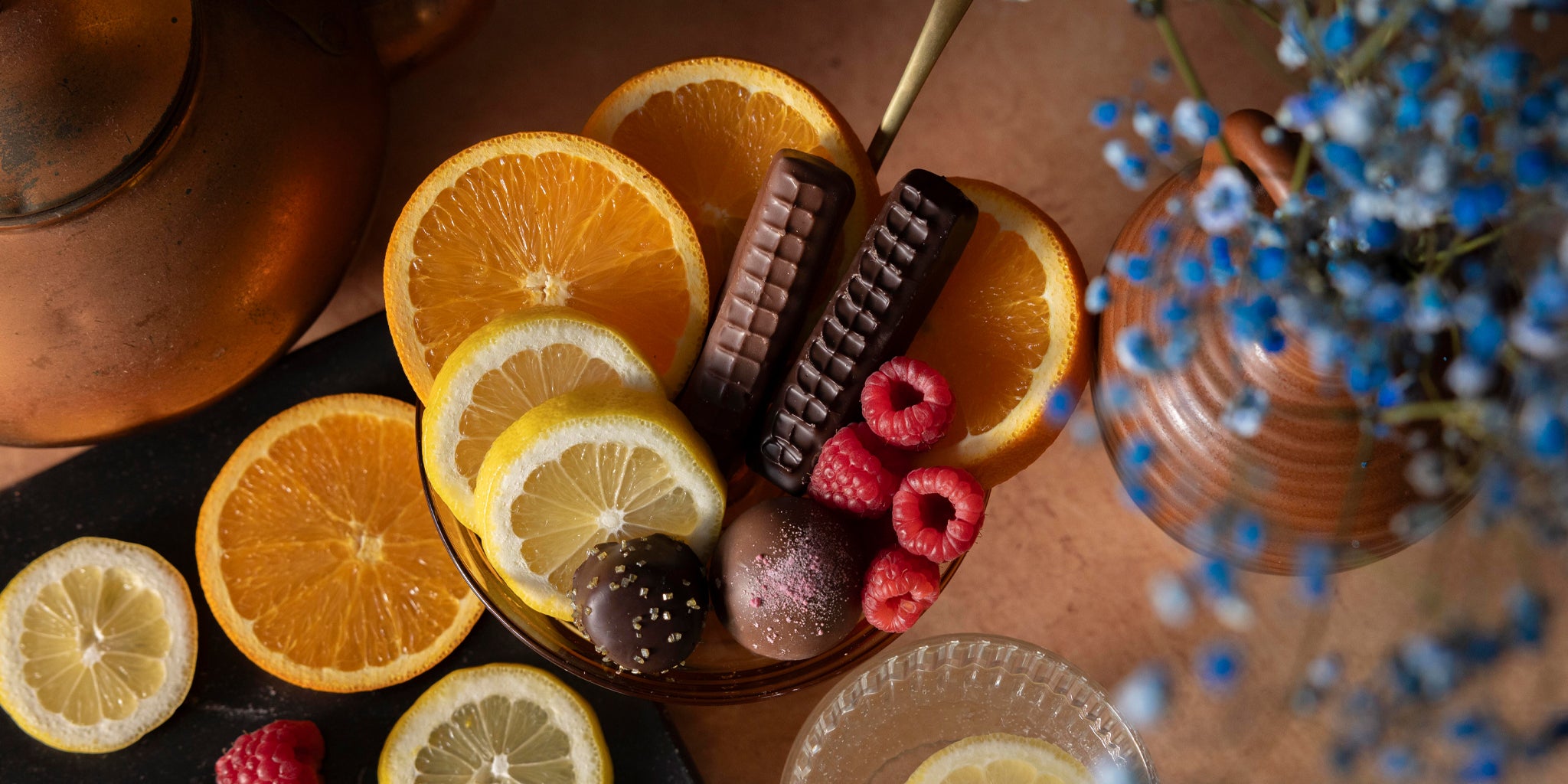 buttercreams, fruit jellies coated in milk or dark chocolate, elegant truffles, lemon toffee, Rocky Mountain Chocolate Factory