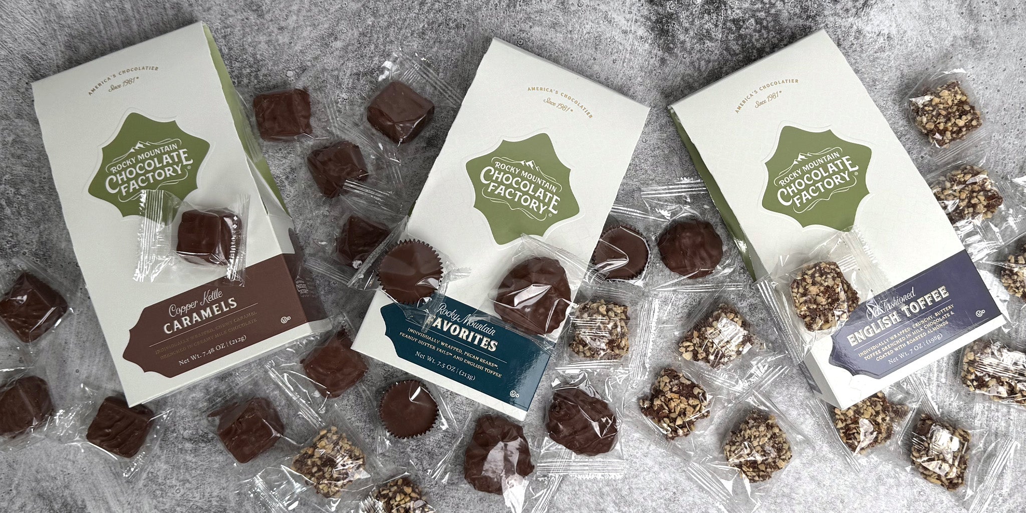 Boxed totes, grab and go convenience, Rocky Mountain Chocolate Factory